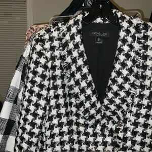 Rachel Zoe Black and White Houndstooth Blazer